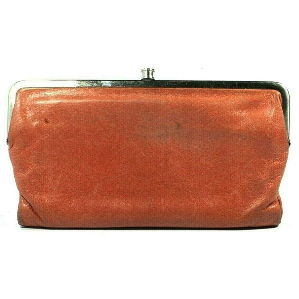 Hobo Womens Lauren Metallic Orange Leather Waller